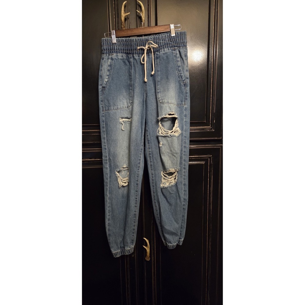 Celebrity Pink Small Drawstring Distressed Jeans, School, Festival, Casual